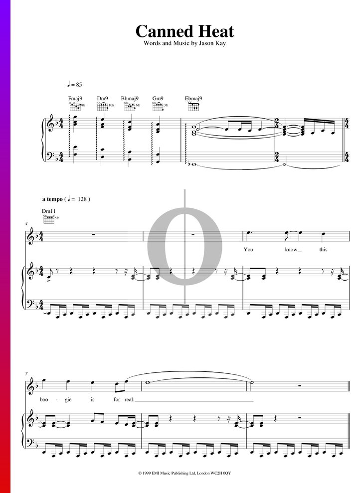 Canned Heat Sheet Music Piano Voice Guitar Pdf Download Oktav 