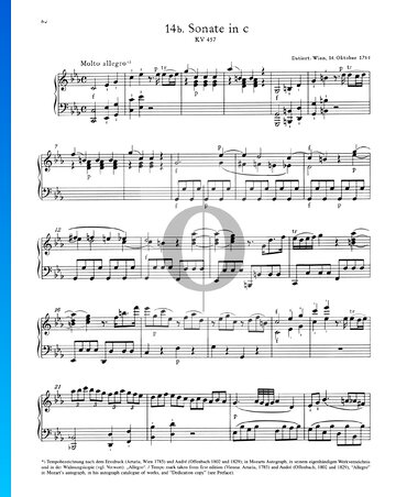 Piano Sonata No. 14 c Minor, KV 457: 1. Molto allegro Sheet Music