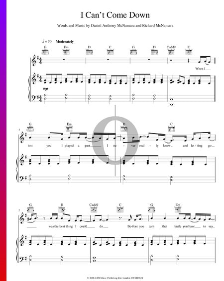 I Can't Come Down Musik-Noten