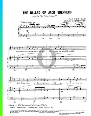The Ballad Of Jack Shepherd Sheet Music