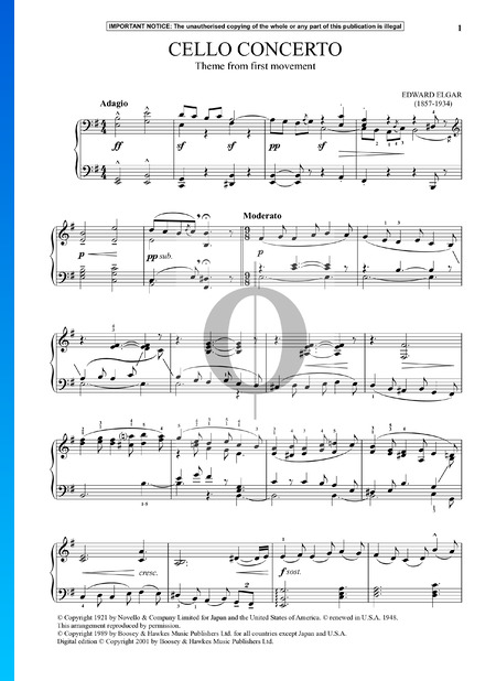 Cello Concerto in E Minor, Op. 85: 1. Adagio (Theme) Sheet Music