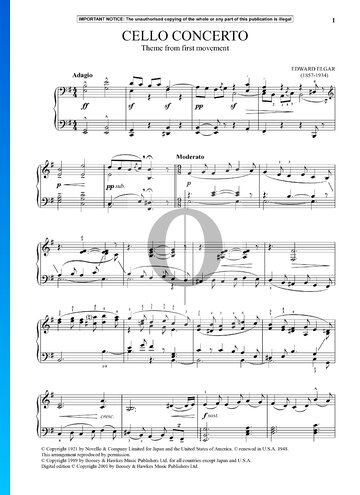 Partition Concerto pour violoncelle en Mi mineur, op. 85 : 1. Adagio (Thème)