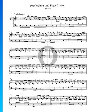 Prelude 6 D Minor, BWV 851 Spartito