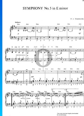 Partition Symphonie n° 5 en Mi mineur, op. 64 : 1. Andante