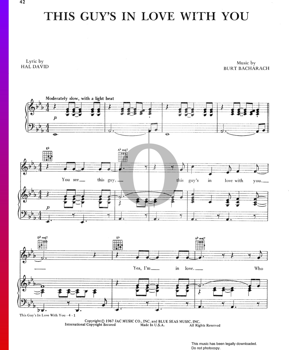 This Guy S In Love With You Sheet Music Piano Voice Guitar Pdf Download Streaming Oktav
