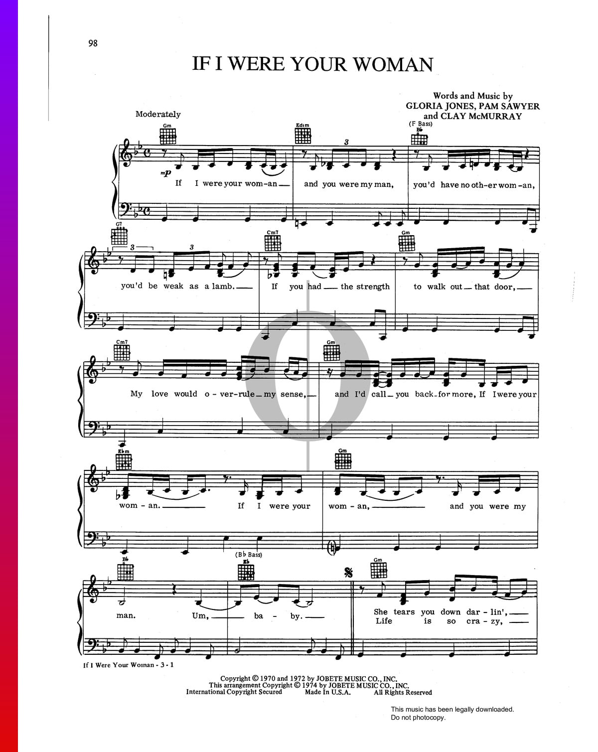 If I Were Your Woman Sheet Music Piano Voice Guitar Pdf Download Streaming Oktav