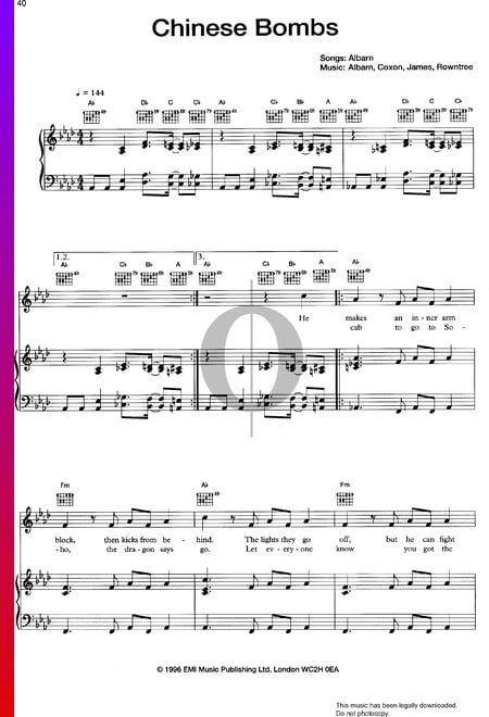 Chinese Bombs Musik-Noten