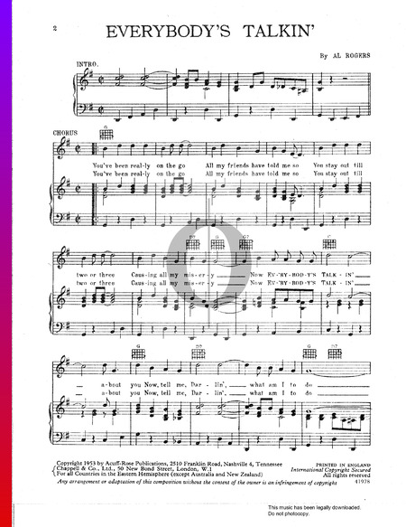 Everybody's Talkin' Sheet Music