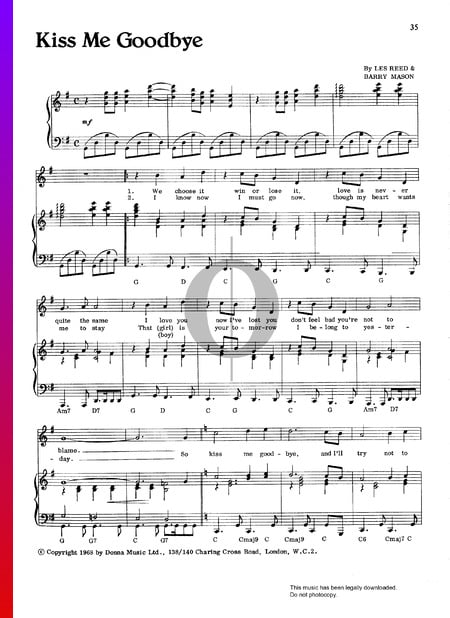 Kiss Me Goodbye Sheet Music