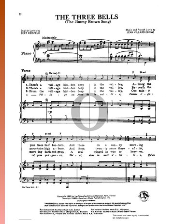 The Three Bells (The Jimmy Brown Song) Sheet Music