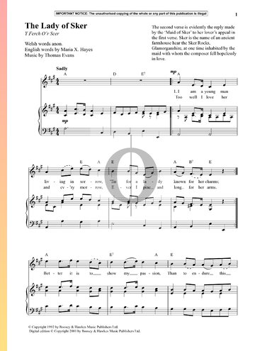 The Lady Of Sker Sheet Music