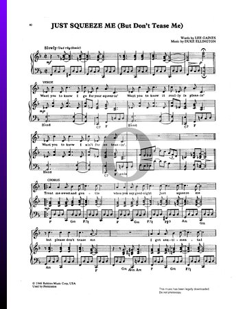 Just Squeeze Me (But Don't Tease Me) Partitura