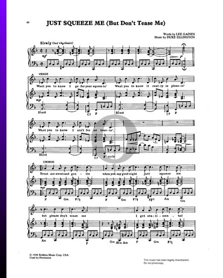 Just Squeeze Me (But Don't Tease Me) Partitura