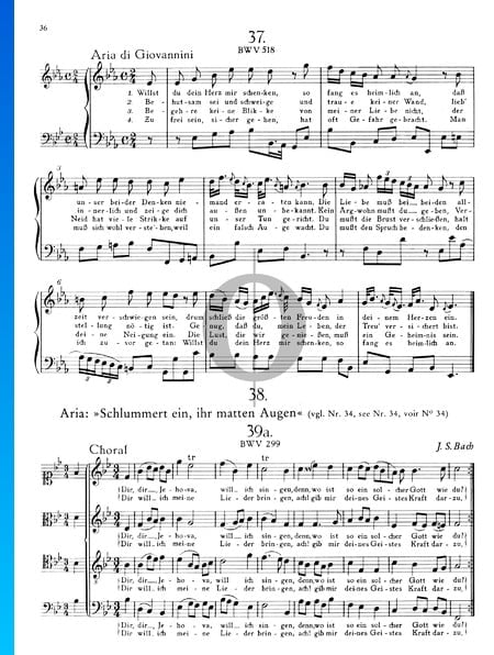 Aria di Giovannini: Willst du dein Herz en mir schenken, BWV 518 Partitura