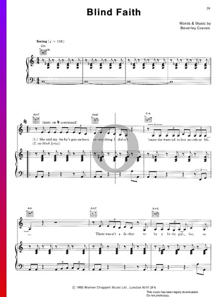 Blind Faith Sheet Music