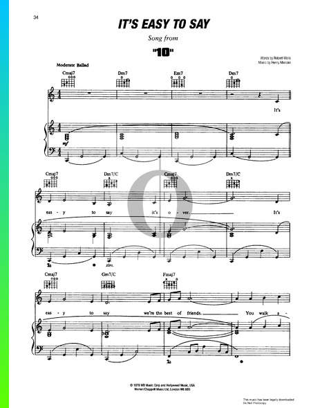 It's Easy To Say Musik-Noten