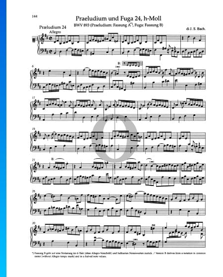 Praeludium h-Moll, BWV 893