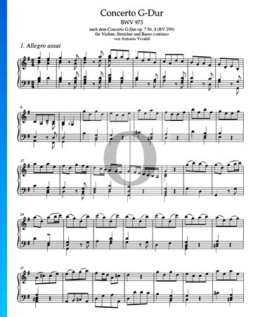 Partition Concerto en Sol Majeur, BWV 973: 1. Allegro assai
