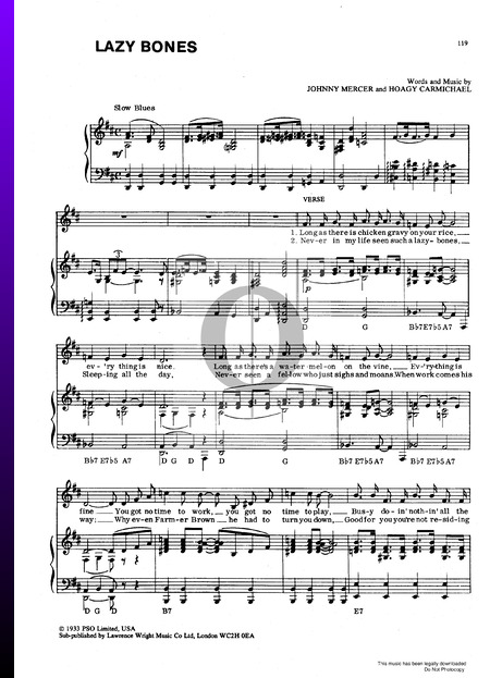 Lazy Bones Sheet Music