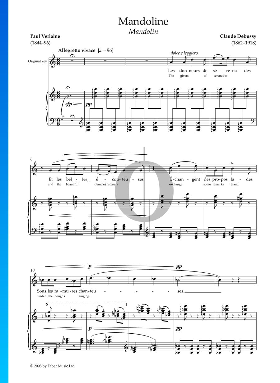 Mandoline (Claude Debussy) Piano Sheet Music OKTAV