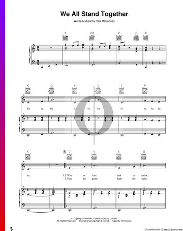 We All Stand Together (Frog Song) Sheet Music