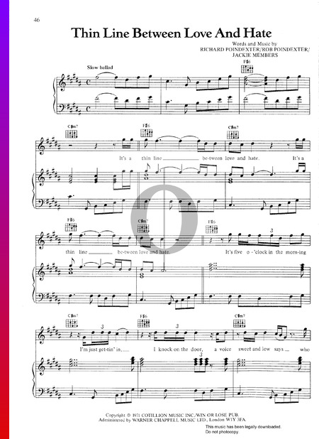 Thin Line Between Love And Hate Musik-Noten