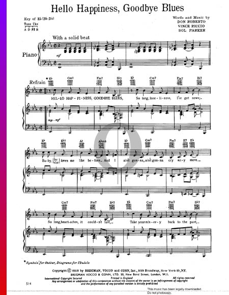 Hello Happiness, Goodbye Blues Partitura