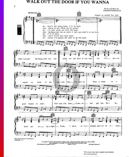 Walk Out The Door If You Wanna Sheet Music