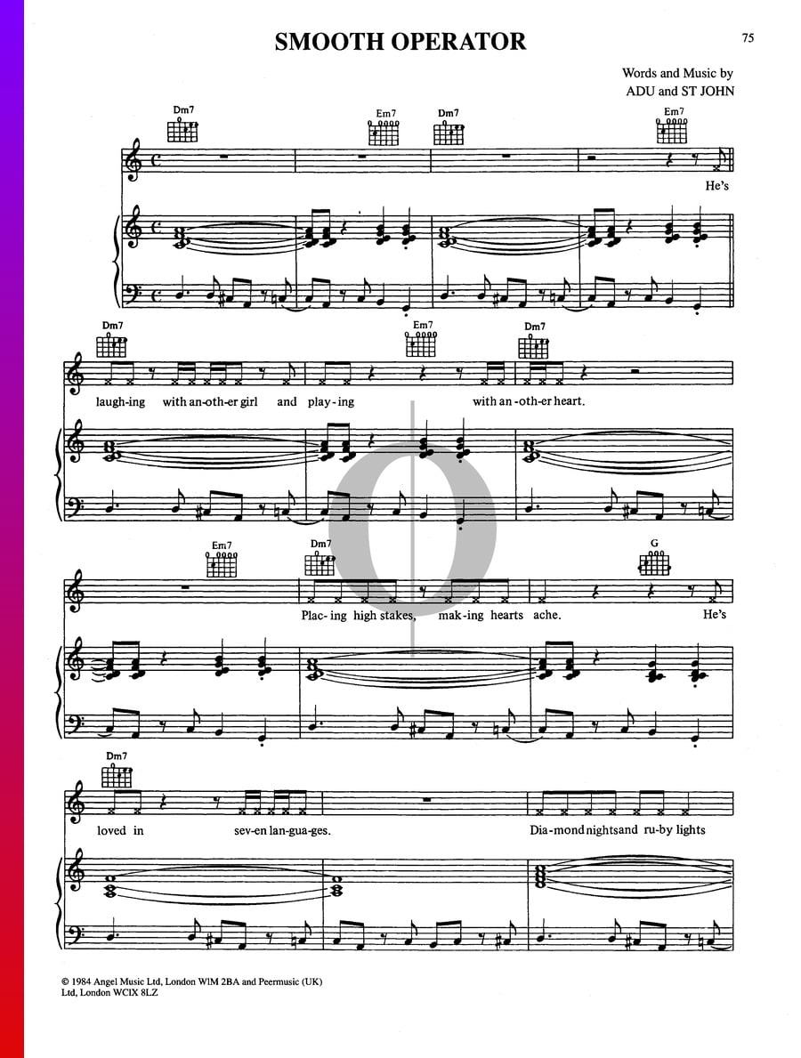 Smooth Operator (Sade) Piano Sheet Music - OKTAV