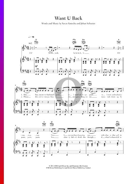 Want U Back Musik-Noten