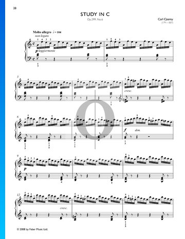 Estudio en do mayor, Op. 299 n.º 6 Partitura