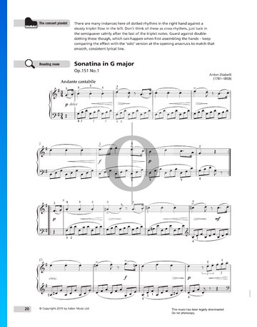 Sonatina in G-Dur, Op. 151: Nr. 1 Andante cantabile Musik-Noten