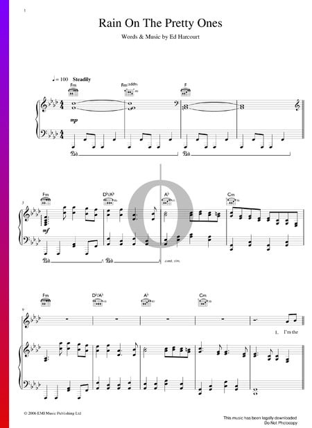 Rain On The Pretty Ones Sheet Music