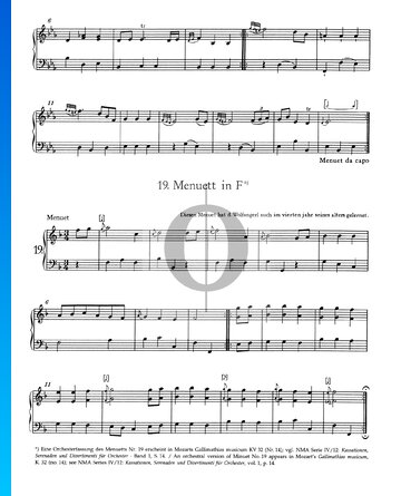 Menuet in F Major, No. 19 Sheet Music