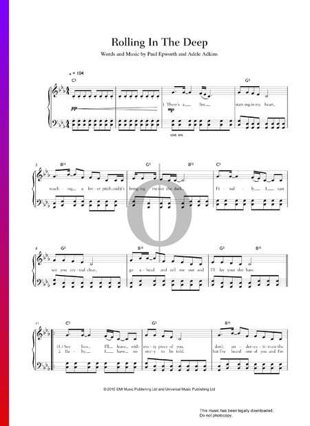 Rolling In The Deep Sheet Music