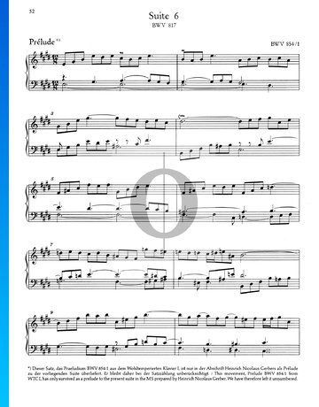 Suite francesa n.º 6 en mi mayor, BWV 817: 2. Preludio Partitura