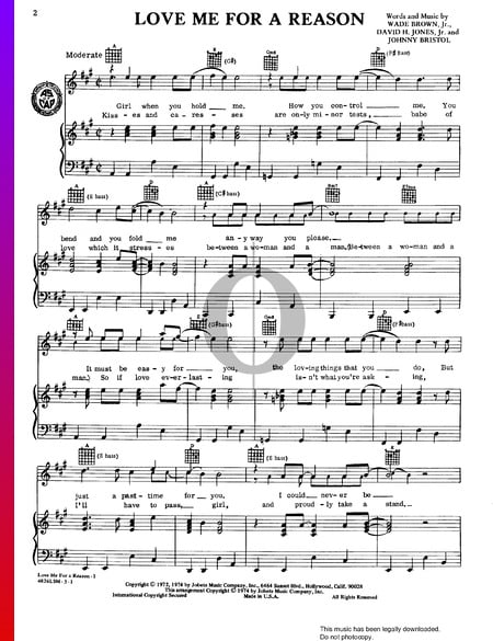 Love Me For A Reason Musik-Noten