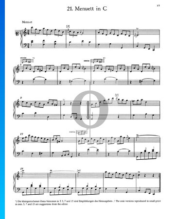 Menuet in C Major, No. 21 Sheet Music