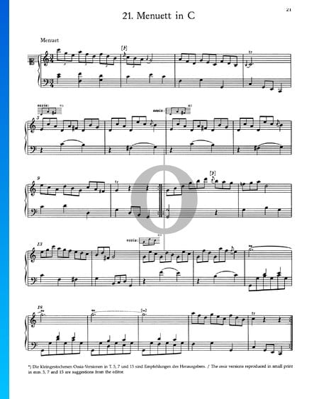 Menuett in C-Dur, Nr. 21 Musik-Noten