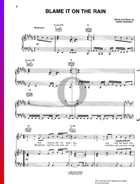 Blame It On The Rain Musik-Noten