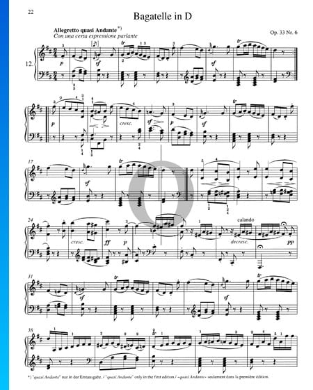 Bagatelle in D-Dur, Op. 33 Nr. 6 Musik-Noten