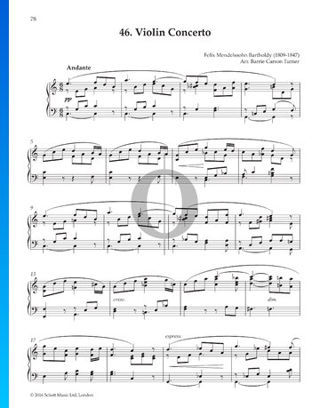 Partition Concerto pour Violin en Mi mineur, Op. 64: 2. Andante