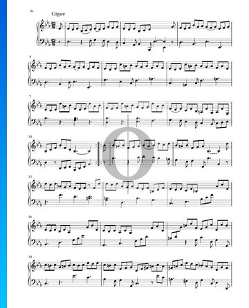 Suite en mi bemol mayor, BWV 1010: 6. Giga Partitura