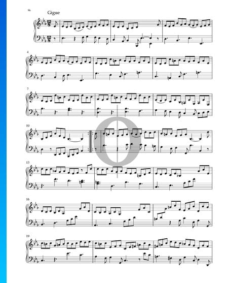 Suite in E-flat Major, BWV 1010: 6. Gigue Sheet Music