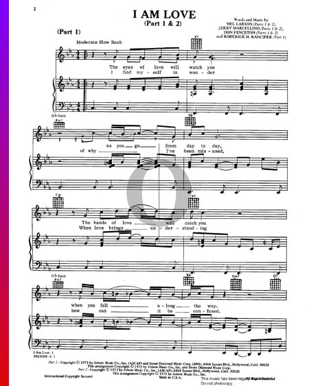 I Am Love (Parts 1 & 2) Sheet Music
