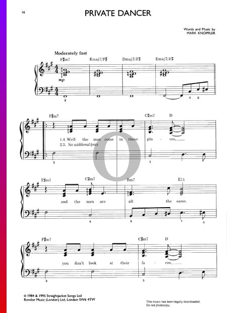 Private Dancer Musik-Noten