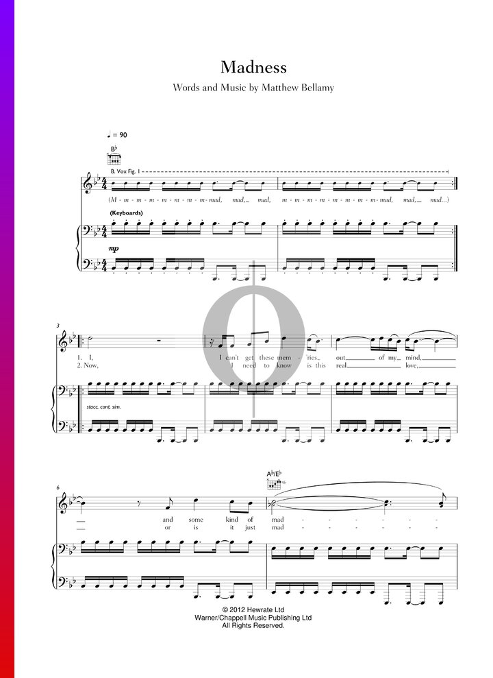 Madness (Muse) Piano Sheet Music OKTAV