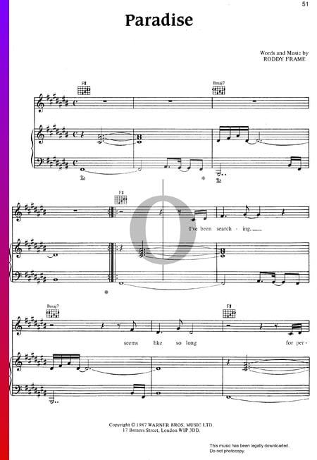 Paradise Sheet Music