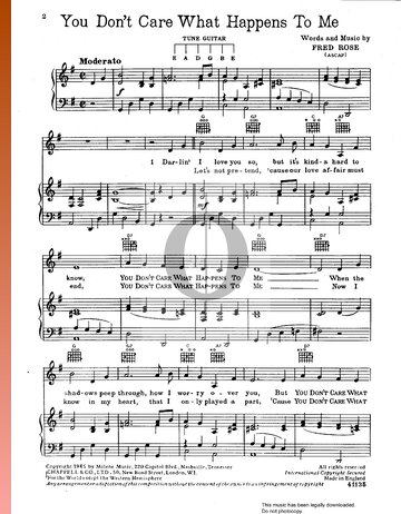 You Don't Care What Happens To Me Sheet Music