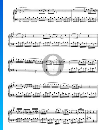 Sonata para piano n.º 16 en do mayor, KV 545: 2. Andante Partitura